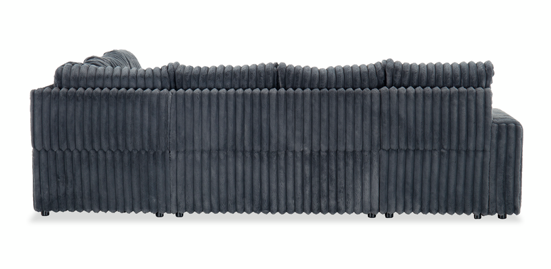 Sofa-lit sectionnel de gauche Winston 3 pièces en tissu avec fauteuil long de rangement - ardoise