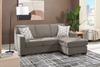 Made in Canada Lennox Chenille Fabric Reversible Sectional with Reversible Cushions - Grey | Sofa sectionnel réversible Lennox fabriqué au Canada en tissu de chenille avec coussins réversibles - gris