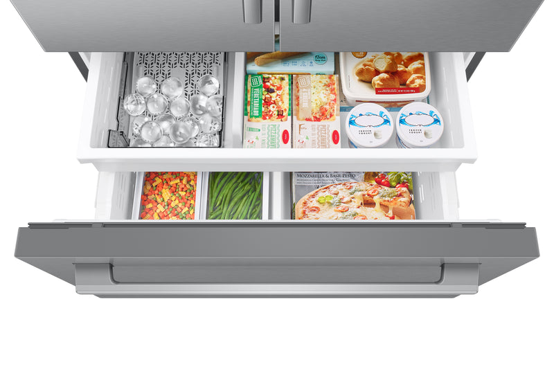 Réfrigérateur à 3 portes Samsung de 24 pi3 et de 35,8 po à portes françaises - argenté - RF70H25GERAA 