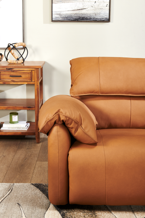 Sofa à inclinaison électrique Momento de 90 po en cuir véritable - caramel