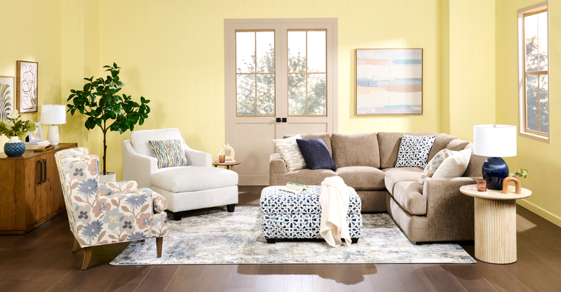 Sofa sectionnel 2 pièces personnalisable Curve de Sofa Lab fabriqué au Canada en tissu - Chenille Praline