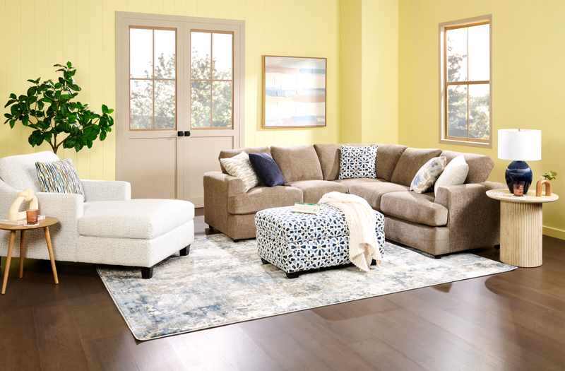 Sofa sectionnel 2 pièces personnalisable Curve de Sofa Lab fabriqué au Canada en tissu - Chenille Praline