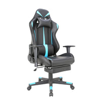 Fauteuil de jeu et de bureau en polyuréthanne TygerClaw avec coussin lombaire et repose-pieds - bleu