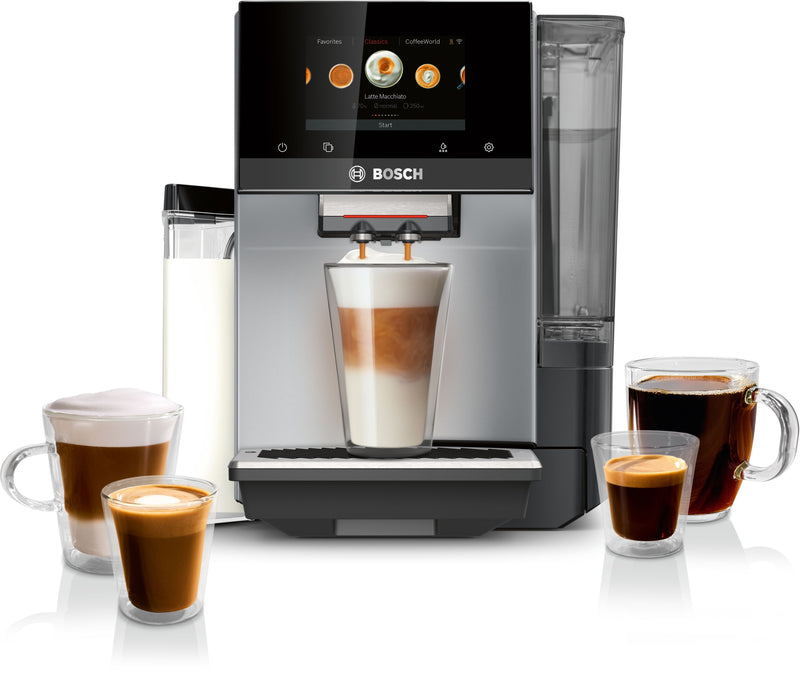 Machine à espresso VeroCafe Bosch de série 800 avec récipient à lait intégré - argentée - TQU60307