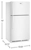 Whirlpool 32.8" 21 Cu. Ft. Top Freezer Refrigerator - White - WRTX7421TW | Réfrigérateur Whirlpool de 21 pi³ et de 32,8 po à congélateur supérieur - blanc - WRTX7421TW