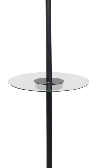 Lampe à pied Alban de Kort & Co. de 26 po noire avec recharge USB et table d’appoint intégrée