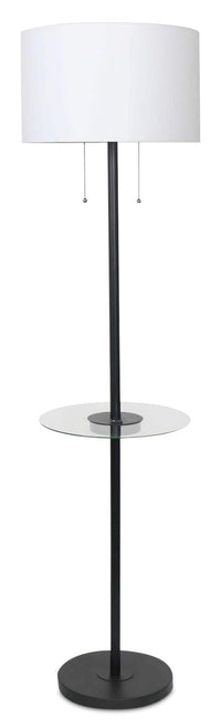 Lampe à pied Alban de Kort & Co. de 26 po noire avec recharge USB et table d’appoint intégrée