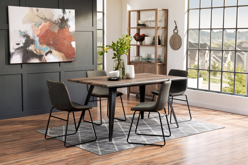 Ensemble de salle à manger Amos 5 pièces en métal avec table de 60 po (L) et 4 chaises - gris
