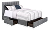 Amos Upholstered Storage Bed in Charcoal Fabric with Channelled Headboard & 3 Built-in Drawers - Queen Size | Lit de rangement Amos rembourré en tissu anthracite avec tête de lit à canaux et 3 tiroirs intégrés - format grand lit