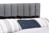 Amos Upholstered Storage Bed in Charcoal Fabric with Channelled Headboard & 3 Built-in Drawers - Queen Size | Lit de rangement Amos rembourré en tissu anthracite avec tête de lit à canaux et 3 tiroirs intégrés - format grand lit
