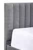 Amos Upholstered Storage Bed in Charcoal Fabric with Channelled Headboard & 3 Built-in Drawers - Queen Size | Lit de rangement Amos rembourré en tissu anthracite avec tête de lit à canaux et 3 tiroirs intégrés - format grand lit