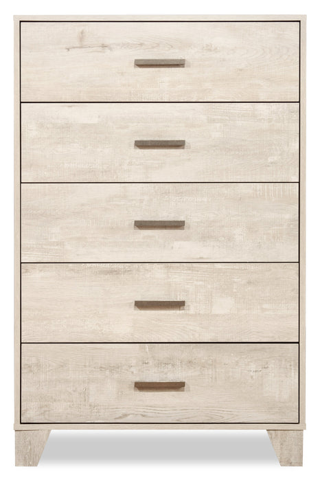 Commode verticale de chambre à coucher Arbor de 31,5 po (L) x 48,4 po (H) à 5 tiroirs - bois de grève blanc