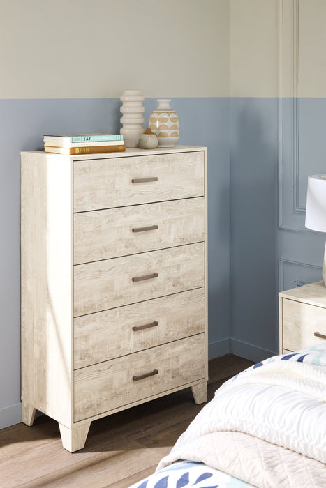 Commode verticale de chambre à coucher Arbor de 31,5 po (L) x 48,4 po (H) à 5 tiroirs - bois de grève blanc