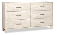 Commode de chambre à coucher Arbor de 58,7 po (L) x 33,3 po (H) à 6 tiroirs - bois de grève blanc