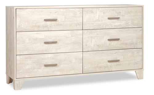  Commode de chambre à coucher Arbor de 58,7 po (L) x 33,3 po (H) à 6 tiroirs - bois de grève blanc