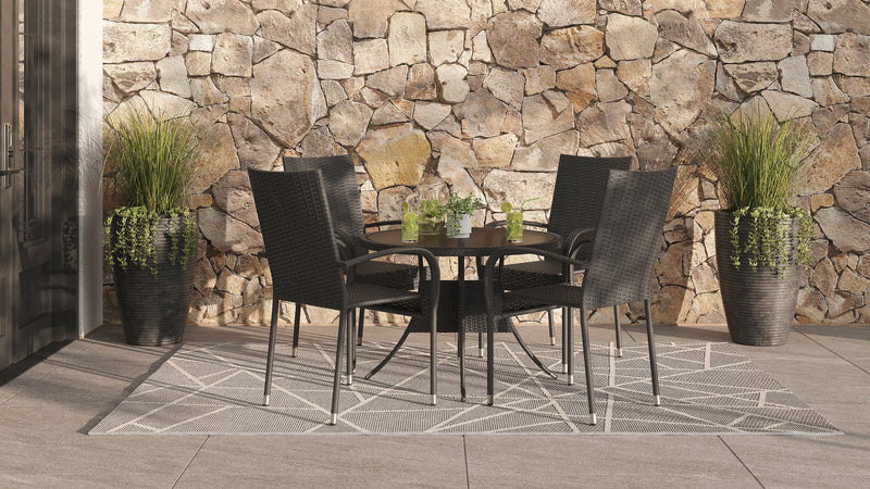 Chaise Arizona pour la terrasse à l’extérieur - osier en résine tressé à la main, résistante aux rayons UV et aux intempéries - noire
