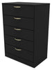 Arlo Bedroom Chest of Drawers, 5-Drawer, 23.6"W x 36.2"H, Made in Canada - Black | Commode verticale Arlo de 23,6 po (L) x 36,2 po (H) à 5 tiroirs pour la chambre à coucher, fabriquée au Canada - noire
