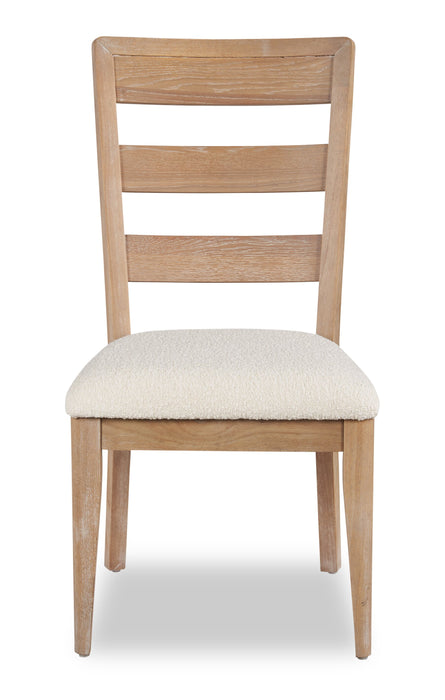 Chaise de salle à manger Aspen avec siège en tissu, dossier à lattes - naturelle