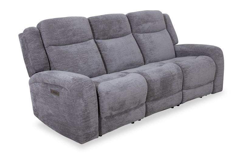 Sofa à inclinaison électrique Atlantis de 90 po en tissu avec ports USB et position zéro gravité - gris tourterelle