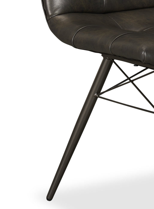 Chaise de salle à manger Avis en tissu de cuir végétalien et en métal - noire