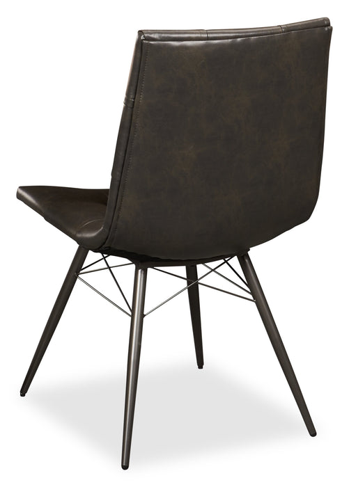Chaise de salle à manger Avis en tissu de cuir végétalien et en métal - noire
