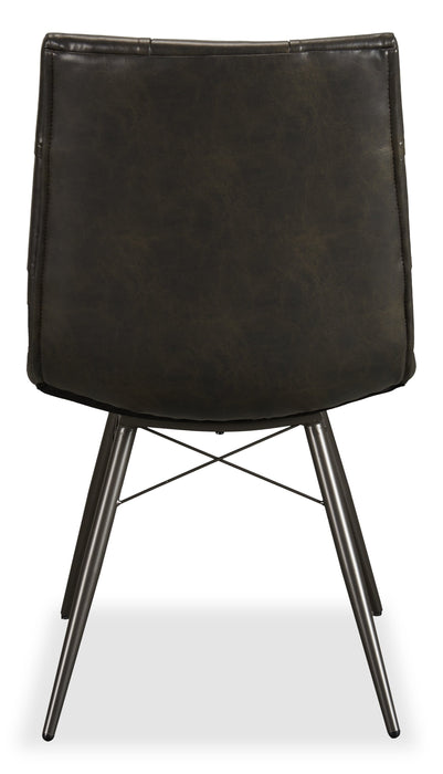 Chaise de salle à manger Avis en tissu de cuir végétalien et en métal - noire