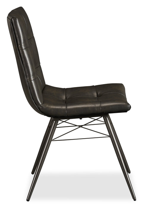 Chaise de salle à manger Avis en tissu de cuir végétalien et en métal - noire