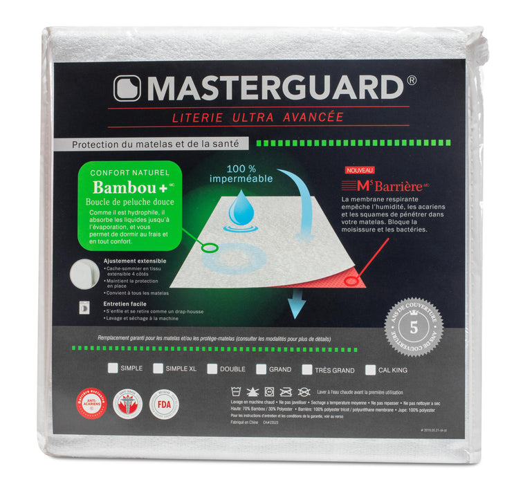 Protège-matelas BambooMC de MasterguardMD pour lit simple