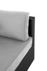 Barbados Corner Outdoor Patio Chair - Hand-Woven Resin Wicker, UV & Weather Resistant - Black/Grey | Fauteuil en coin Barbados pour la terrasse à l’extérieur - osier en résine tressé à la main, résistant aux rayons UV et aux intempéries - noir et gris