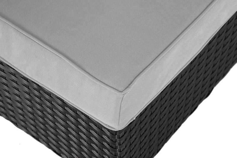 Fauteuil en coin Barbados pour la terrasse à l’extérieur - osier en résine tressé à la main, résistant aux rayons UV et aux intempéries - noir et gris