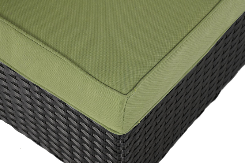 Fauteuil sans accoudoirs Barbados pour la terrasse à l’extérieur - osier en résine tressé à la main, résistant aux rayons UV et aux intempéries - noir et vert