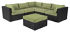 Barbados Corner Outdoor Patio Chair - Hand-Woven Resin Wicker, UV & Weather Resistant - Black/Green | Fauteuil en coin Barbados pour la terrasse à l’extérieur - osier en résine tressé à la main, résistant aux rayons UV et aux intempéries - noir et vert