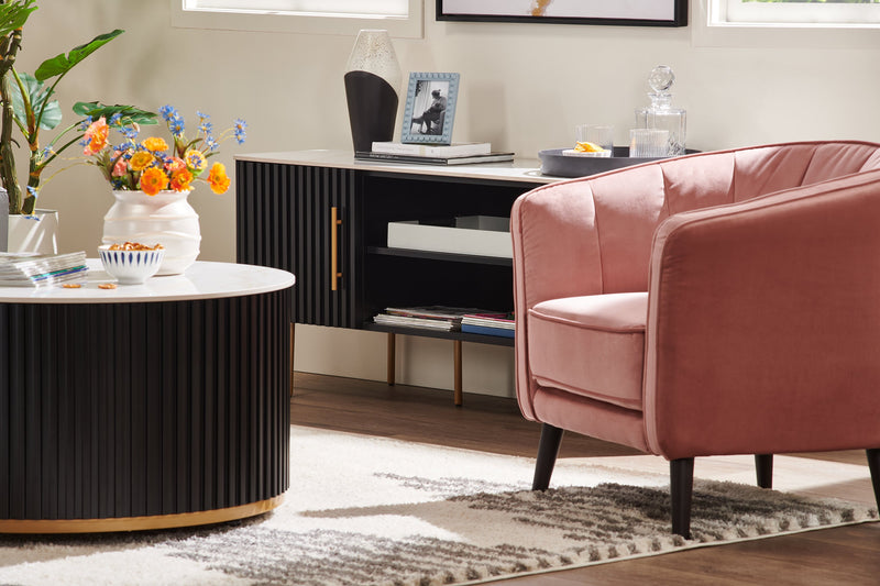 Fauteuil d’appoint Brinley de 29 po en tissu de velours avec pattes en bois - rose