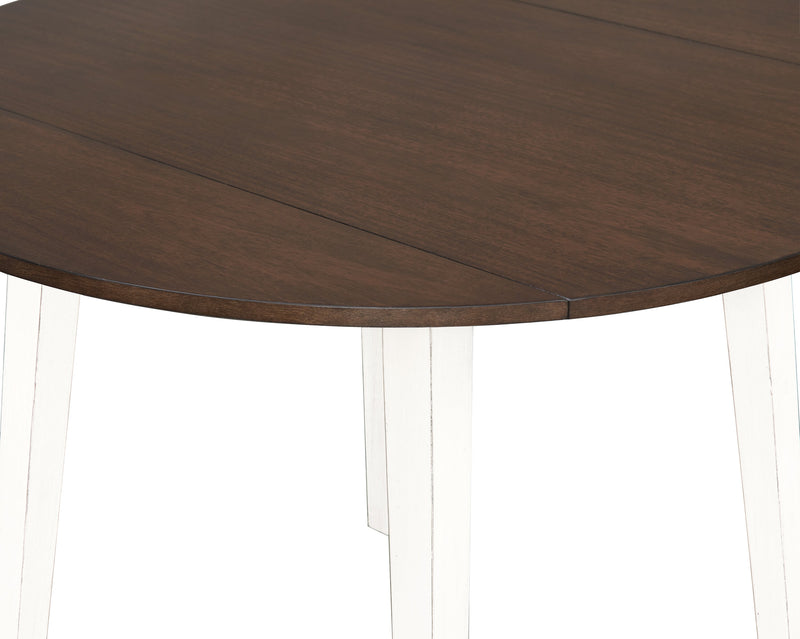 Table de salle à manger ronde Bryn de 42 po avec abattant - deux teintes, blanc et brun