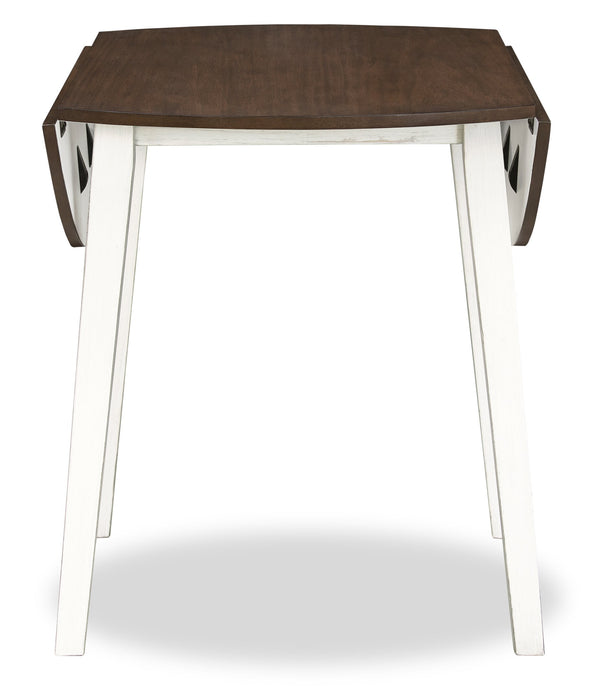 Table de salle à manger ronde Bryn de 42 po avec abattant - deux teintes, blanc et brun
