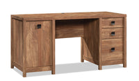 Bureau d’ordinateur Cannery Bridge de qualité commerciale à 3 tiroirs avec armoire - brun
