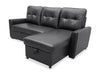 Carter 2-Piece Right-Facing Leather-Look Fabric Sleeper Sectional with Storage Chaise - Black | Sofa-lit sectionnel de droite Carter 2 pièces en tissu d’apparence cuir avec fauteuil long de rangement - noir