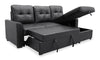 Carter 2-Piece Right-Facing Leather-Look Fabric Sleeper Sectional with Storage Chaise - Black | Sofa-lit sectionnel de droite Carter 2 pièces en tissu d’apparence cuir avec fauteuil long de rangement - noir