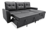 Carter 2-Piece Right-Facing Leather-Look Fabric Sleeper Sectional with Storage Chaise - Black | Sofa-lit sectionnel de droite Carter 2 pièces en tissu d’apparence cuir avec fauteuil long de rangement - noir