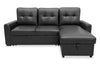Carter 2-Piece Right-Facing Leather-Look Fabric Sleeper Sectional with Storage Chaise - Black | Sofa-lit sectionnel de droite Carter 2 pièces en tissu d’apparence cuir avec fauteuil long de rangement - noir