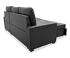 Carter 2-Piece Right-Facing Leather-Look Fabric Sleeper Sectional with Storage Chaise - Black | Sofa-lit sectionnel de droite Carter 2 pièces en tissu d’apparence cuir avec fauteuil long de rangement - noir