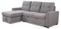Sofa-lit sectionnel de gauche Carter 2 pièces en tissu d’apparence lin avec fauteuil long de rangement - gris Solis