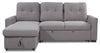 Carter 2-Piece Left-Facing Linen-Look Fabric Sleeper Sectional with Storage Chaise - Solis Grey | Sofa-lit sectionnel de gauche Carter 2 pièces en tissu d’apparence lin avec fauteuil long de rangement - gris Solis