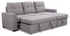 Carter 2-Piece Right-Facing Linen-Look Fabric Sleeper Sectional with Storage Chaise - Solis Grey | Sofa-lit sectionnel de droite Carter 2 pièces en tissu d’apparence lin avec fauteuil long de rangement - gris Solis