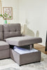 Carter 2-Piece Right-Facing Linen-Look Fabric Sleeper Sectional with Storage Chaise - Solis Grey | Sofa-lit sectionnel de droite Carter 2 pièces en tissu d’apparence lin avec fauteuil long de rangement - gris Solis