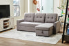 Carter 2-Piece Right-Facing Linen-Look Fabric Sleeper Sectional with Storage Chaise - Solis Grey | Sofa-lit sectionnel de droite Carter 2 pièces en tissu d’apparence lin avec fauteuil long de rangement - gris Solis