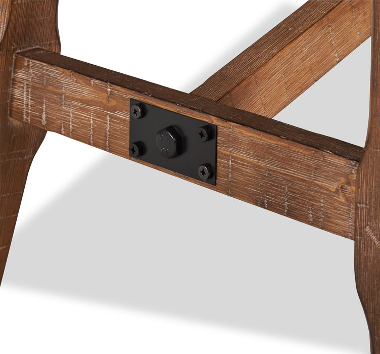 Table de salle à manger extensible en cèdre, bois de pin, piètement à tréteaux, largeur 183-244 cm - Brun