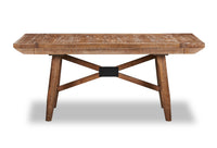 Table de salle à manger extensible en cèdre, bois de pin, piètement à tréteaux, largeur 183-244 cm - Brun
