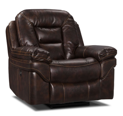 Leo 41" Leather-Look Fabric Power Reclining Chair - Walnut Brown | Fauteuil à inclinaison électrique Leo de 41 po en tissu d’apparence cuir - brun noyer