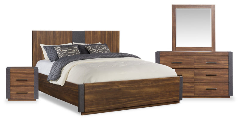 Ensemble de chambre à coucher Dante de Scott Living 6 pièces avec lit, commode, miroir et table de nuit, brun - format très grand lit